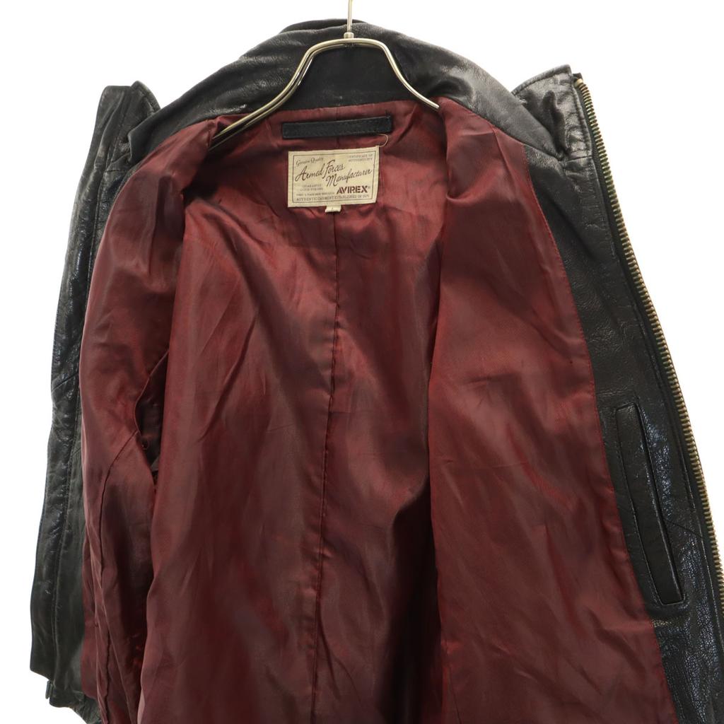 AVIREX Patched Goat Leather Jacket L Black Men's Used