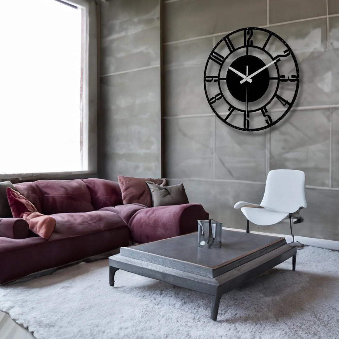 

Большие настенные часы с картой мира, Металлические минималистичные современные часы, Круглые бесшумные настенные часы с батарейным питанием для гостиной/дома 50 CM чёрный