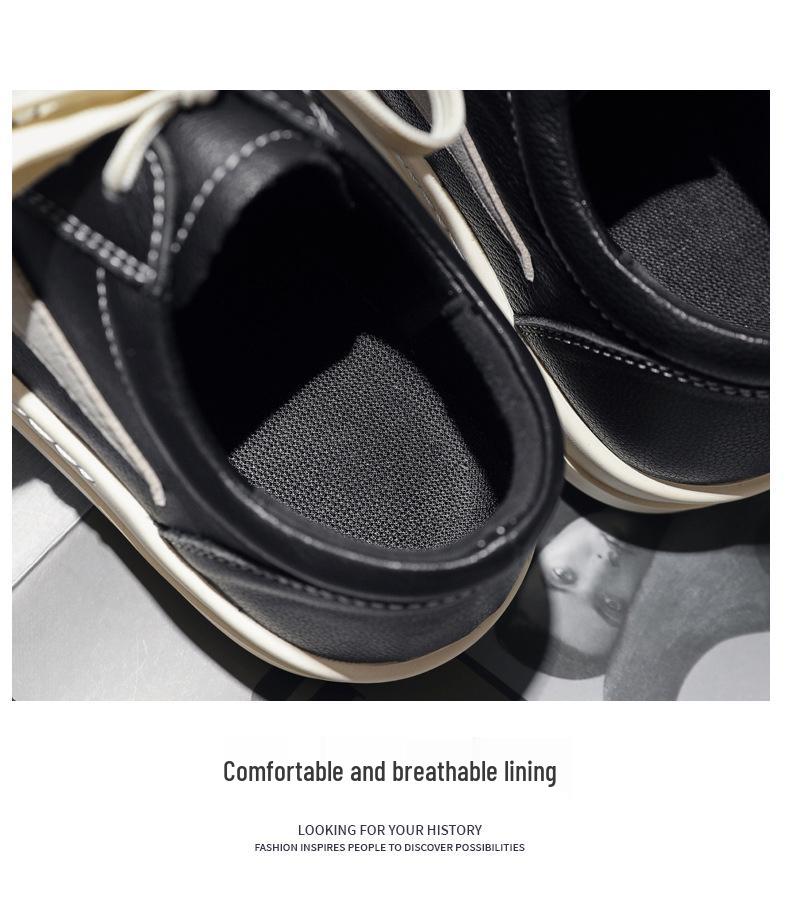 Men's Autumn Black & White Height-Boosting Skate Shoes - Trendy, Casual, and Versatile Low-tops