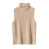 Women's 100% Pure Cashmere Striped Sleeveless Slim-Fit Turtleneck Vest