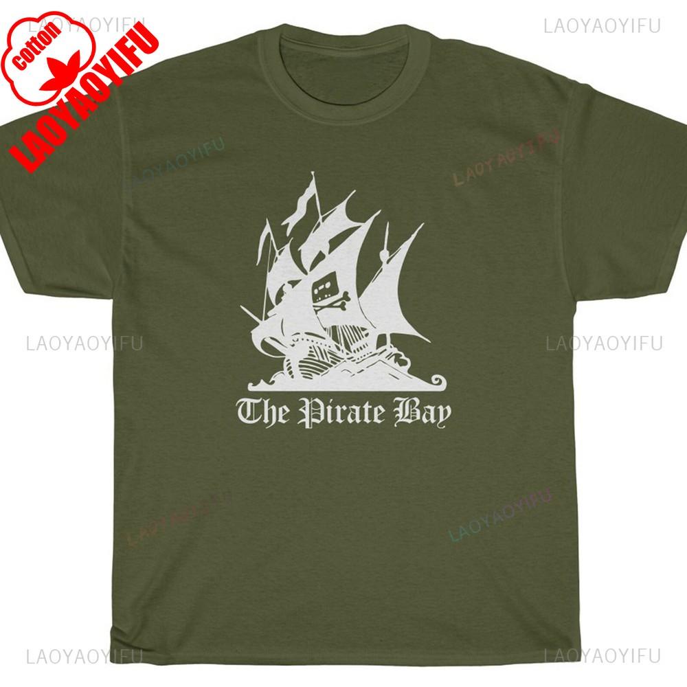 THE PIRATE BAY Ship Rargb Piracy Printed T Shirt Tops The Pattern of A Drifting Pirate Ship Tops Tee Shirt Unisex Cotton Tee