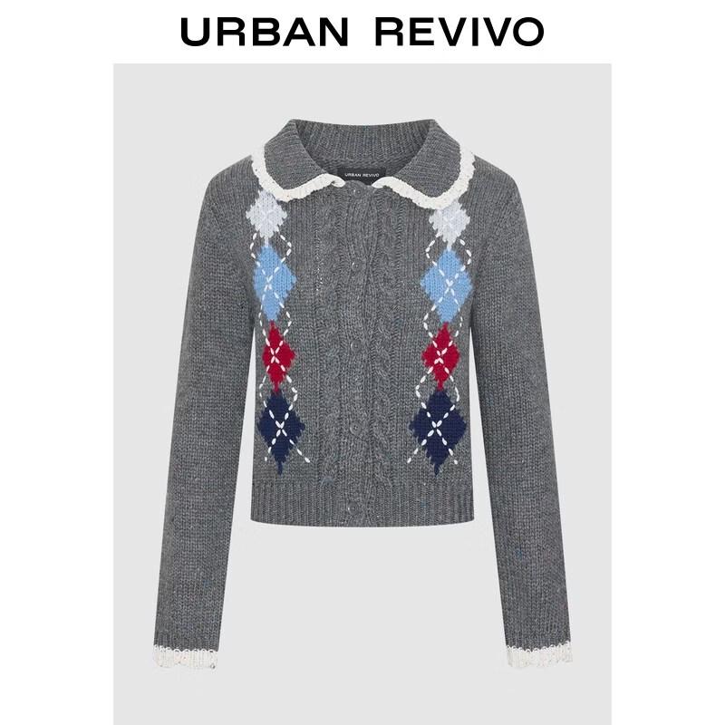 

Lapel Collar Knit Top L