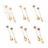 2/6Pcs Christmas Stir Spoon And Golden Dessert Fork Set With Five Star Tree Design For Christmas Eve Party Gift Tableware