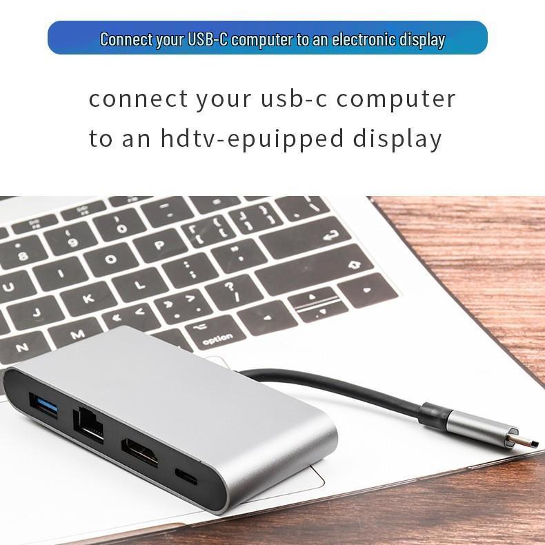 USB-C 4-in-1 Docking Station for Apple Laptop/iPad with HD Converter, USB 3.0 & 100M Network