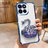 KEYSION Shockproof Plating TPU Phone Case for HONOR X7c Glitter Jewelled Swan kickstand Back Cover for Honor 200 Smart 5G
