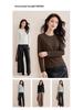 Women's Spring 2026 Round Neck Base Layer Shirt - White, Wool Blend, Skin-Friendly, Long Sleeve Warm Top