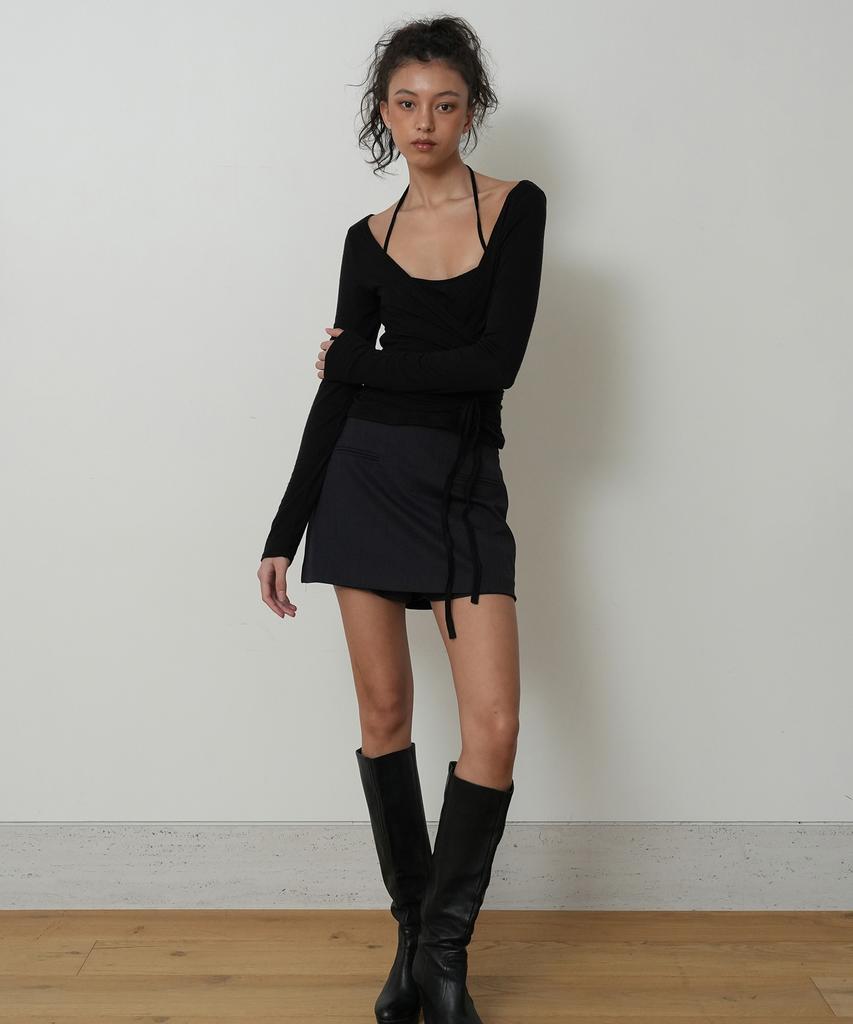 Jaejeudeu Layered Wrap Set_Black