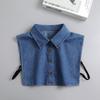 Black Lapel Half Shirt Detachable Adjustable Neckline Elegant Denim Fake Collar  Women