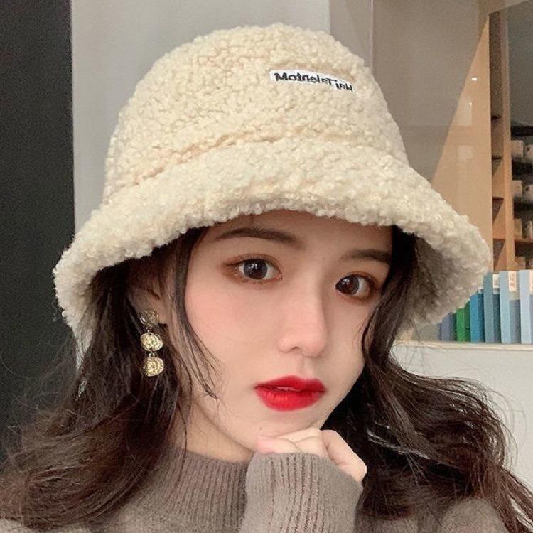 Women's Warm Cotton Lamb Wool Hats - Autumn/Winter Korean Fashion, Windproof Japanese Bucket Style