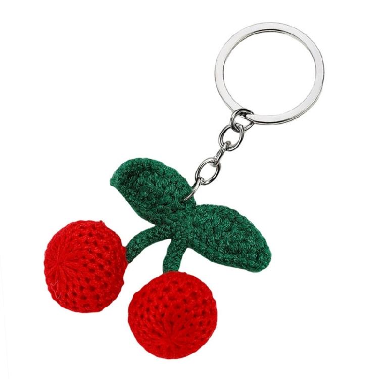 Unique Cherry Charm Pendant Sturdy Yarn Ornament Handmade Knitted Designs Accessory for Keychains and Personalize Gifts