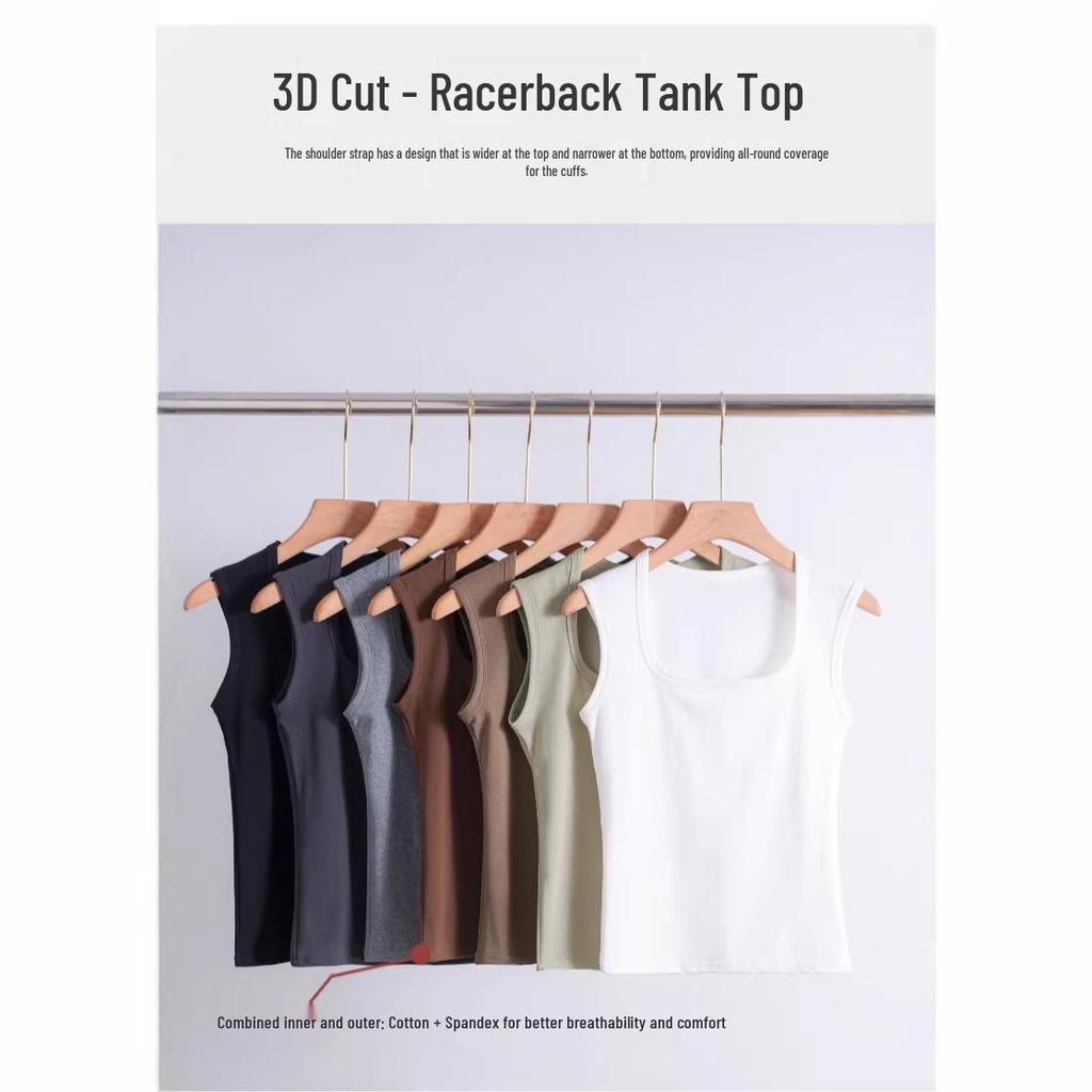 Women's Summer Slimming U-neck Spaghetti Strap Tank Top, 92% Cotton Sleeveless Base Layer, 2025 New Style