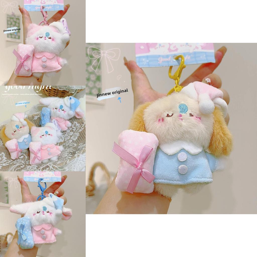 Sleeping Cat Plush Keychain With Pillow Hugging Design For Kids And Collectors