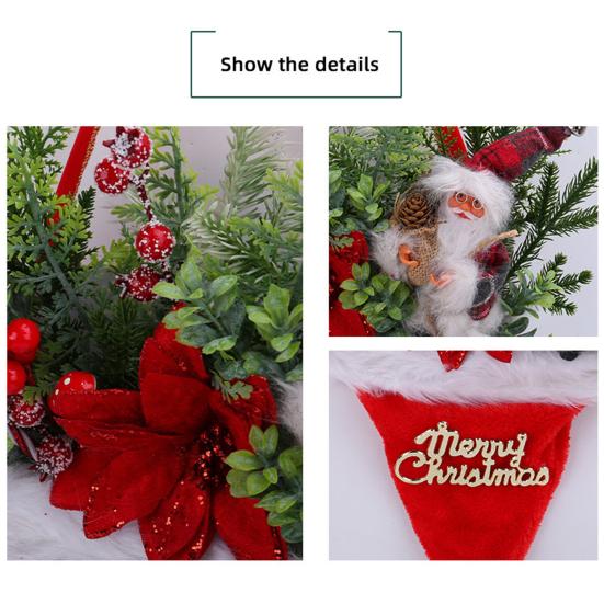 Hat Wreath LED Lighted Santa Hat Wreath with Artificial Pine