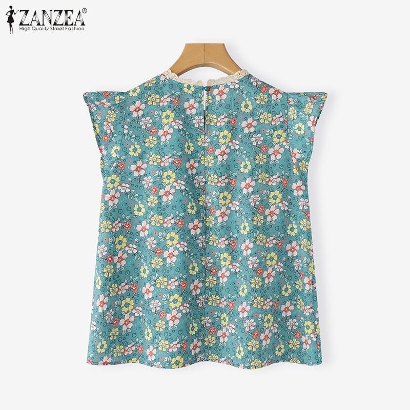 ZANZEA Women Lace Patchwork Casual O-neck Sleeveless Floral Tank Tops