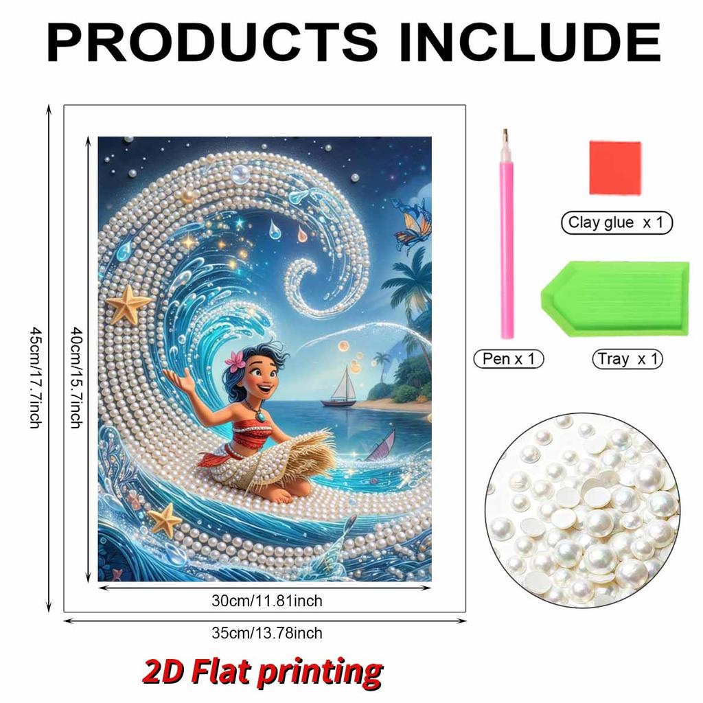 Disney Pearl Painting Moana Wave Fantasy Creative Art 5D Pearl Embroidery Cross Stitch Kit Handmade DIY Home and Room Decor Gift