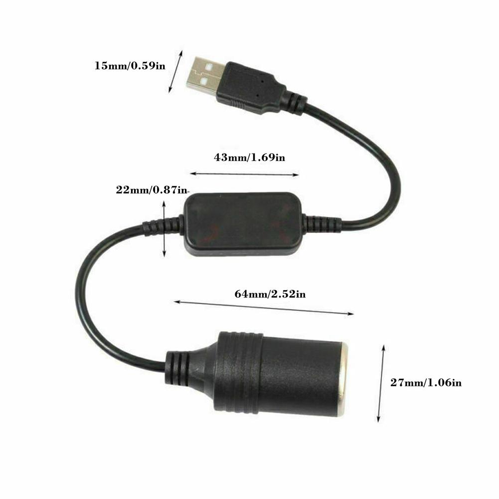 1Pcs 5V 2A USB DC To 12V 60W Car Cigarette-Lighter Socket Female Power Converter Adapter Cable For Electronics Auto Accessories