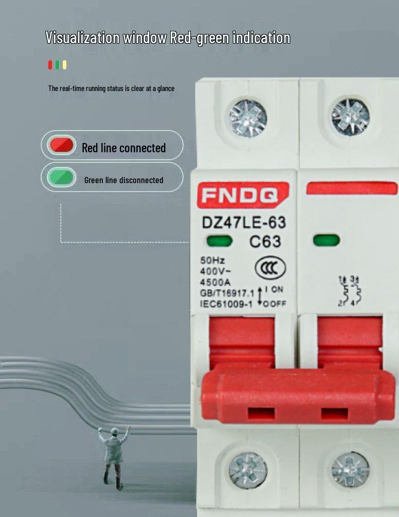 Dual-Pole Residual Current Circuit Breaker with Leakage Protection - 220V Electric Safety Switch