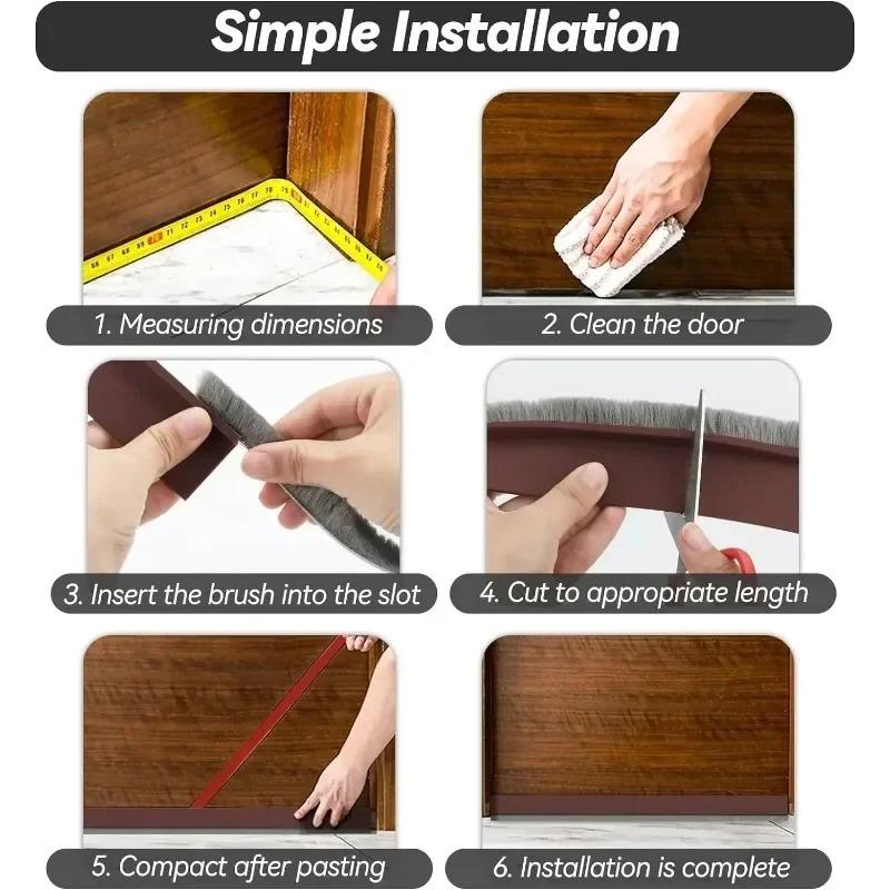 1pc 1m/39.37in Door Sealing Strip Self-adhesive Gap Filling Sealing Strips Insect Proof Brush Strip Windproof Soundproof Door