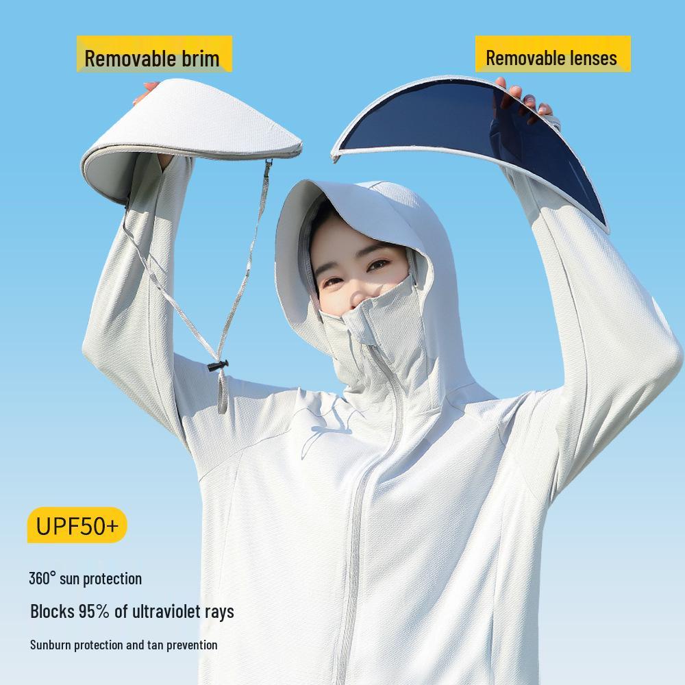 Women's UV Protection Ice Silk Sun Hoodie with Full Face and Neck Coverage