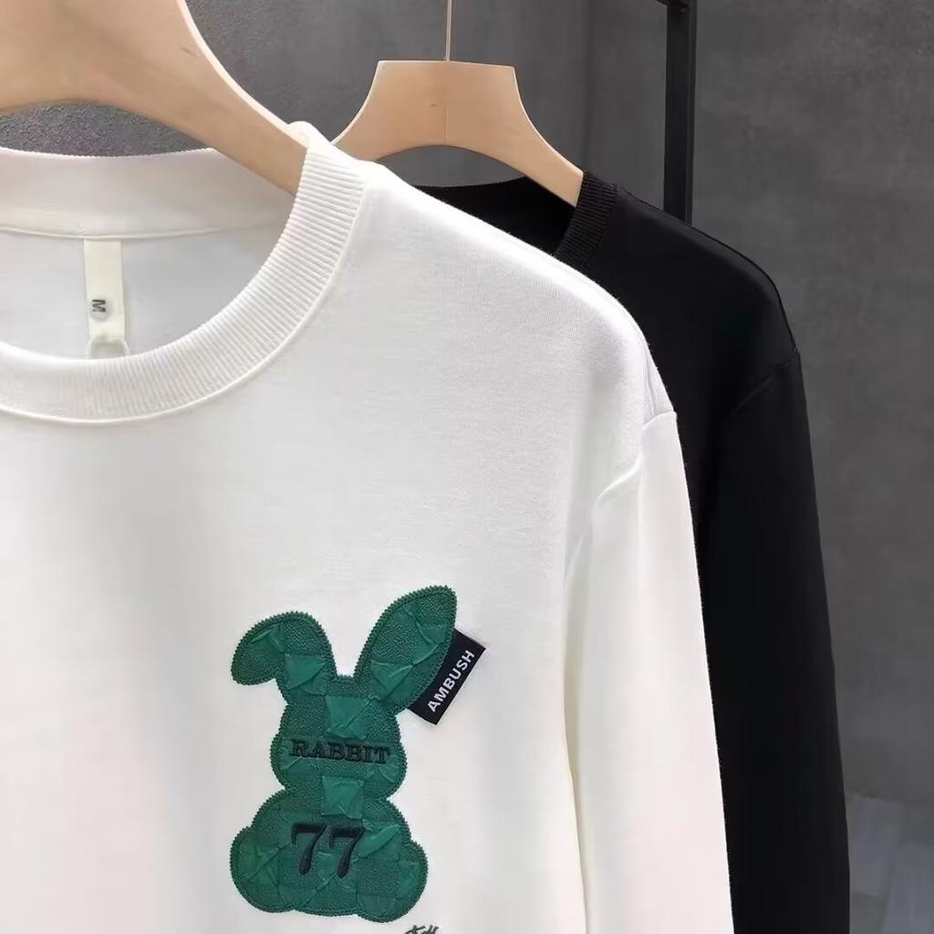 Printed Autumn Winter Sweater Men's Spring and Autumn Korean Style New round Neck Loose Long Sleeve Bottoming Top Chic Hong Kong Style Trendy