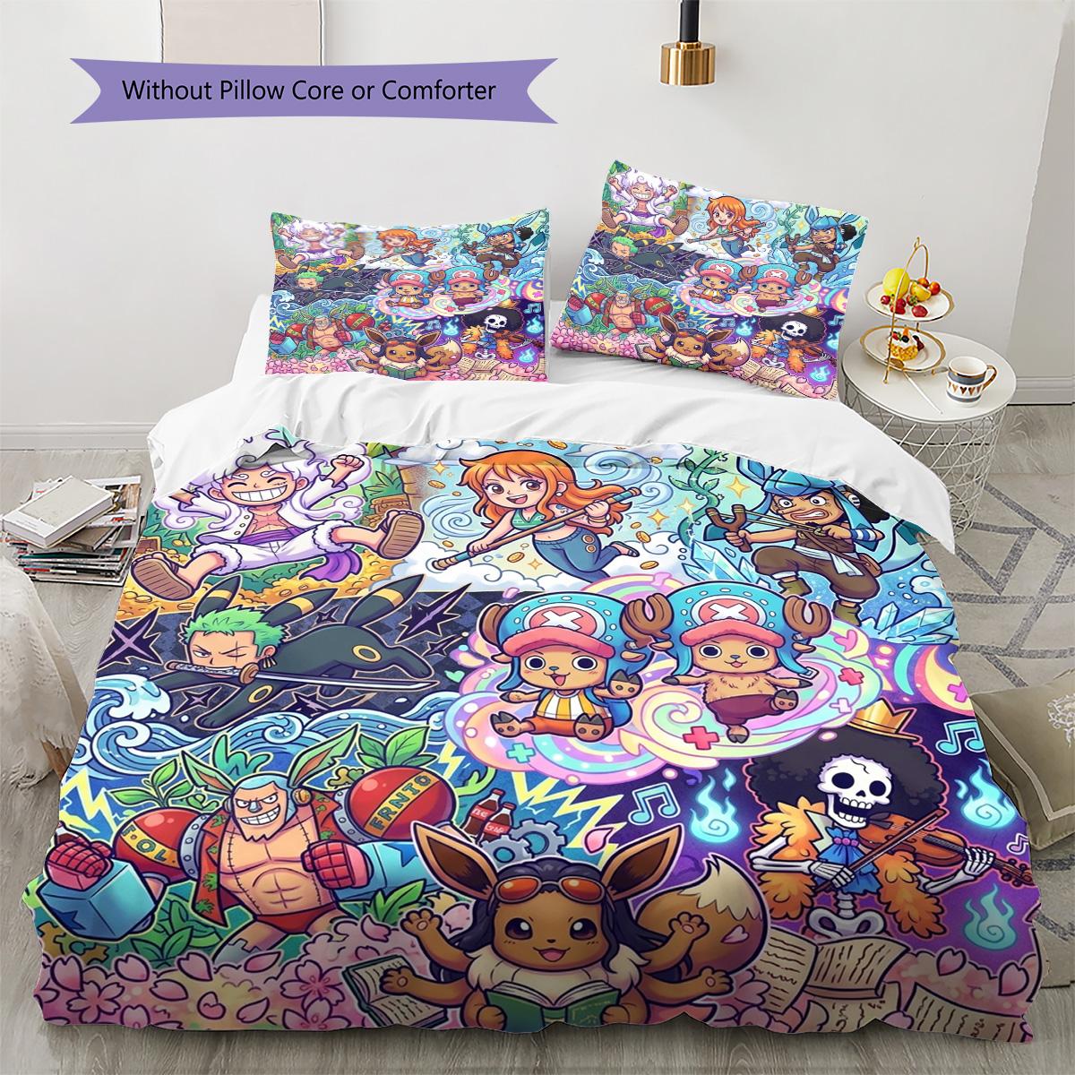 

One Piece Luffy Pattern Bedding Quilt Set Quilt Cover Pillowcase Home Decoration Birthday Gift (1 * duvet cover + 2 * pillowcase, without core) 135x200cm
