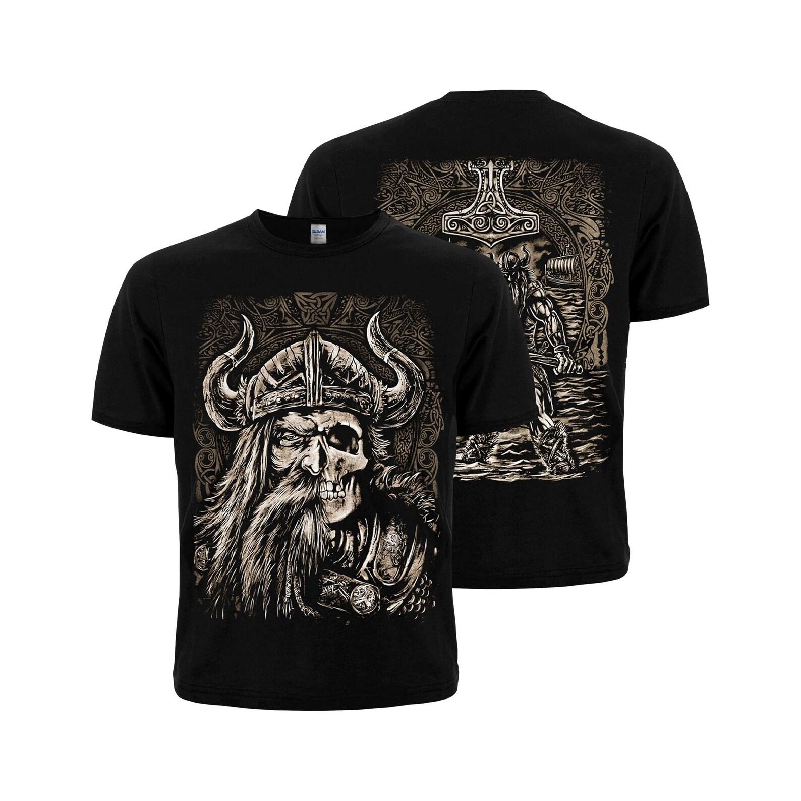 Viking Skull T-Shirt: Thor s Hammer, Nordic Ornament S