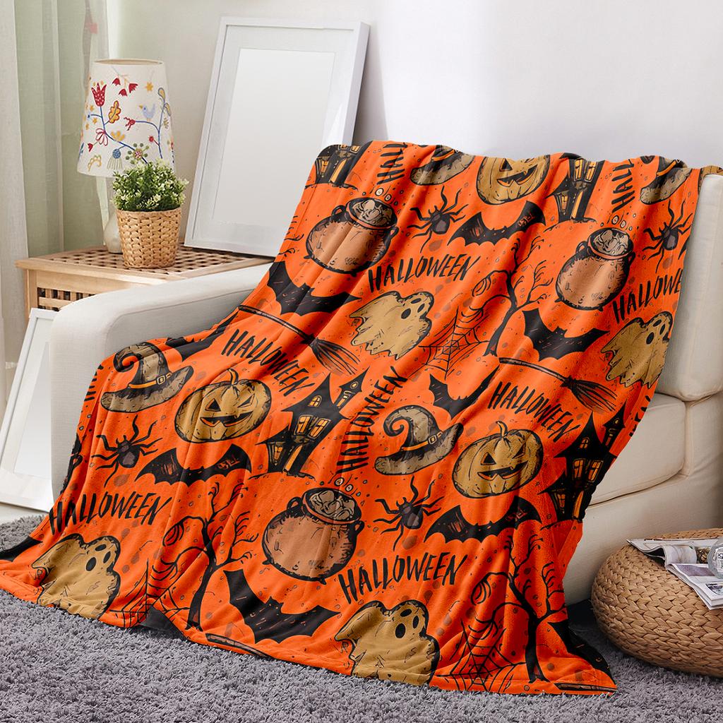 1pc Halloween Theme Flannel Blanket,Warm Lightweight Plush Blanket For All Seasons, Halloween Christmas Gifts-300gms
