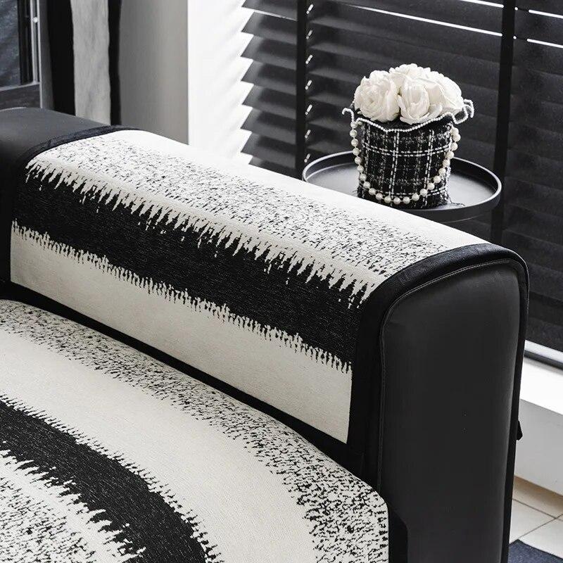 New Chenille Sofa Covers Black White Stripe Sofa Cushion Home Decor Armchair Towel Furniture Seat Cover Sofa Mat for Living Room