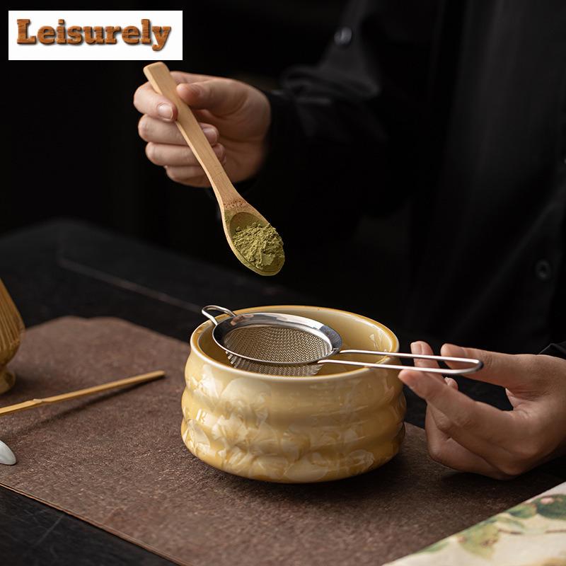 Kiln Change Crystal Glaze Ice Flower Tea Set Complete Set Japanese Matcha Set Kit Matcha Cup Matcha Tool Set Kitchen Supplies