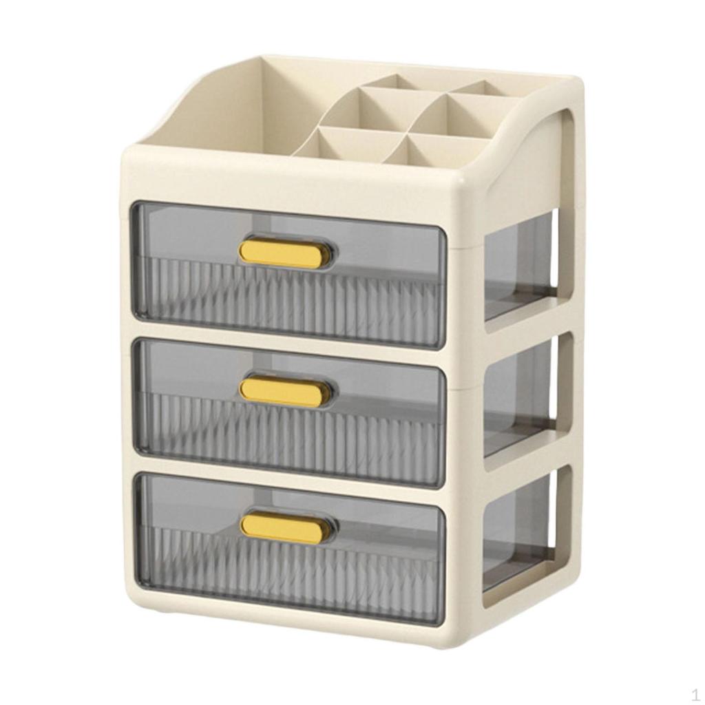 Desk Organizer Cosmetic Storage Box Modern with Compartments and Drawers Skincare for