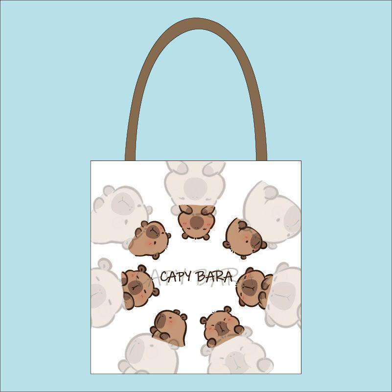 2025 Cute Capybara Canvas Shoulder Bag - Large Capacity Schoolbag for Women