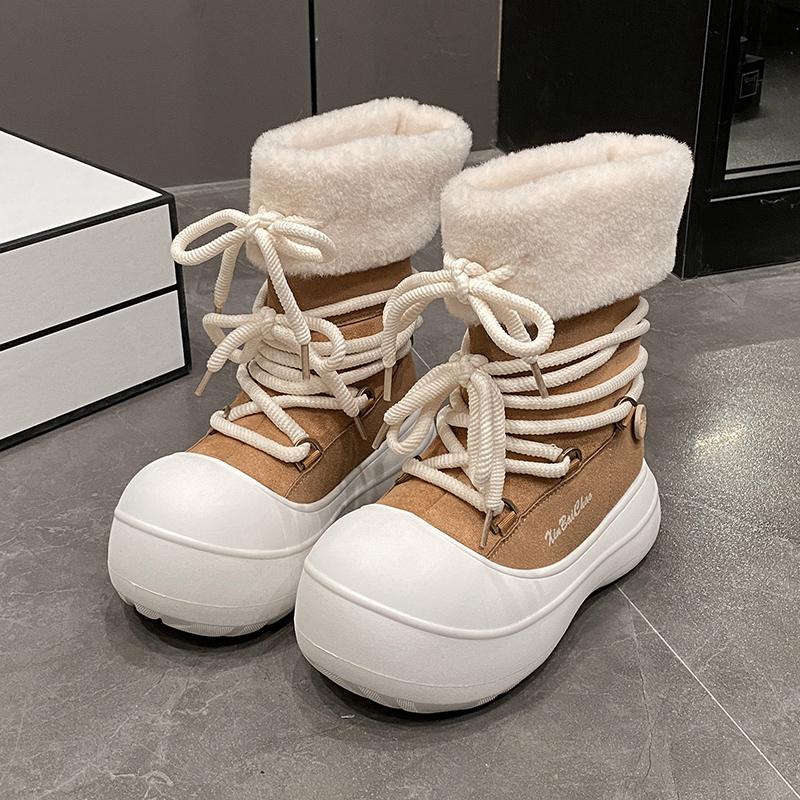 Fashion Snow boots, marlac boots, short hair long leg snow boots, winter style trendy thick-soled boots