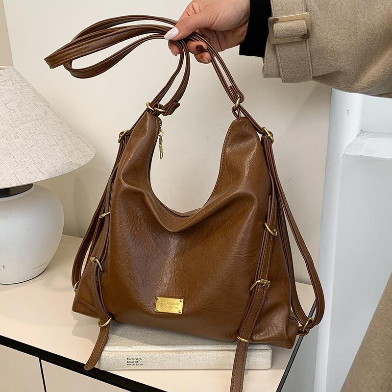 Retro casual tote bag women's new trend fashion large capacity backpack texture commuter shoulder bag messenger bag women