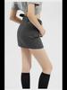 American Retro Gray High-Waist A-Line Skirt for Women - Spring 2024 Slim Fit