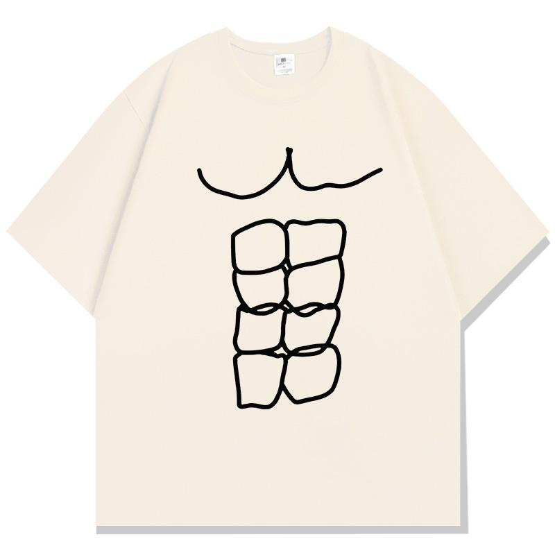

Fun Fitness Abdominal Muscle Print T-Shirt Women s Short Sleeve T-Shirt Women s Sports Top Summer Streetwear Graphic T Shirts 4XL