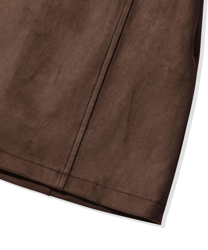 Code Graphy (Women) Faux Suede Mini Skirt_Brown