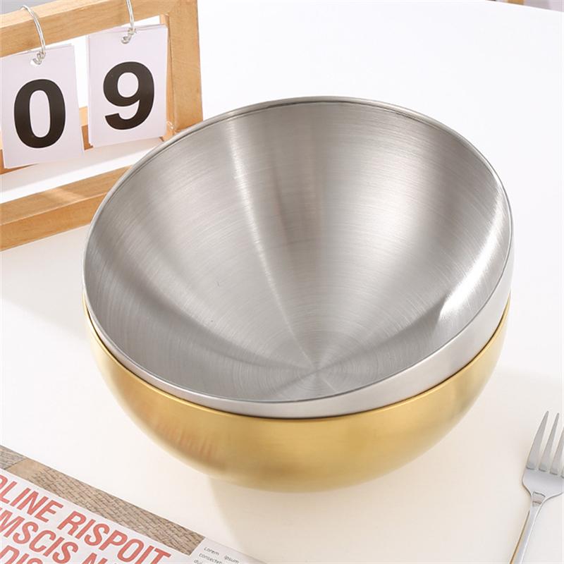 2Pcs Stainless Steel Noodles Salad Bowl Silver Gold Kitchen Fruit Ramen Bowls Egg Mixing Food Container Korean Tableware 15/20cm