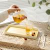 Wood Pattern Tea Cup Tray Modern Anti-slip Rectangle Heavy Duty PP Multi-functional Fruit Serving Tableware Storage