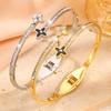 Four-leaf Clover Titanium Steel  Female High-end Sense Does Not Fade Oval Elastic Opening  Personalized Versatile Diamond-encrusted 