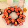 Harvest Festival Pumpkin Maple Leaf Wreath Door Hanging Thanksgiving Autumn Color Simulation Dead Branch Rattan Decoration
