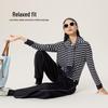Merino Wool Tencel Striped Two-Piece Casual Long Sleeve T-Shirt