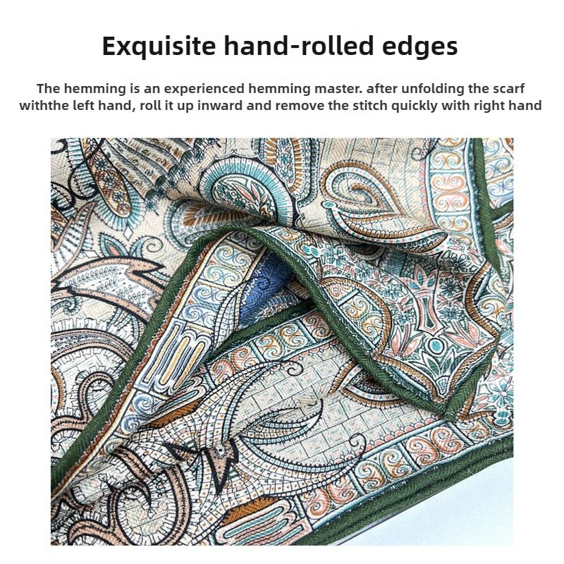 66*66cm Labyrinth Taille Trommel Doppelseitige 30% Maulbeerseide + 70% Wolle Warm Neck Square Schal Halstuch