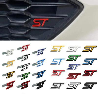 1 unidad Emblema metálico 3D ST para parrilla delantera, pegatina para maletero trasero y guardabarros de coche para Focus Mondeo Fiesta Edge Escort MK2 MK3 MK4 MK5 MK7