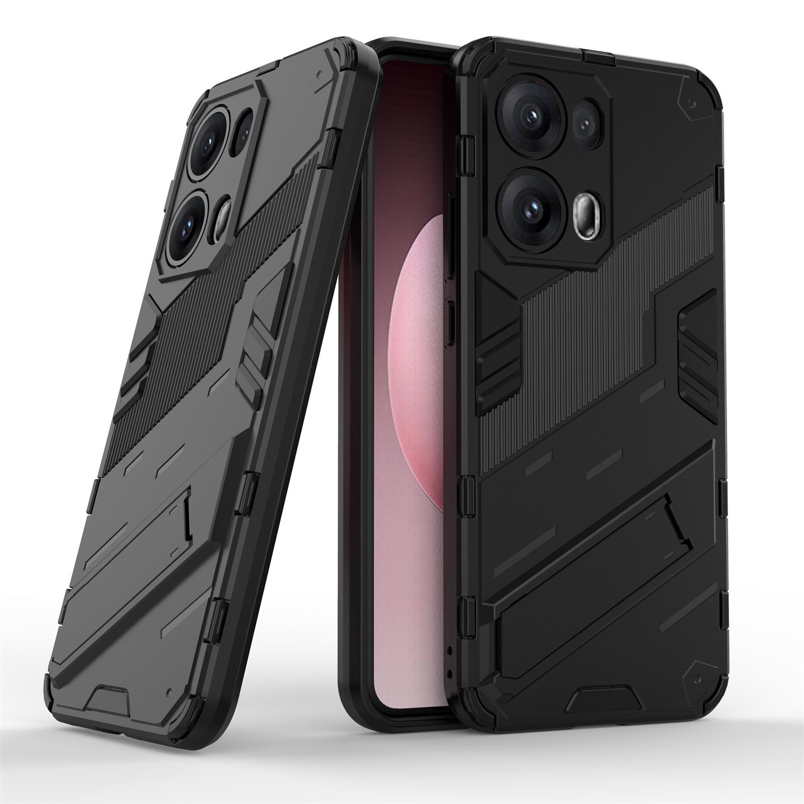 

For Oppo Reno13 Pro 5G Case PC+TPU Shockproof Phone Cover with Kickstand Black
