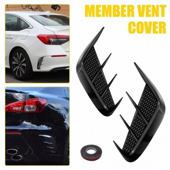 2pcs Black Rear Bumper Sport Side Wing Member Vent Cover Trim Car Accessories N