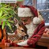 2D Flat Aluminium Christmas Sign with Santa Claus & Elk Pattern - Navidad Figurine Ornaments - Ideal for Front Door, Wall, Porch, Fence Decor - Ideal