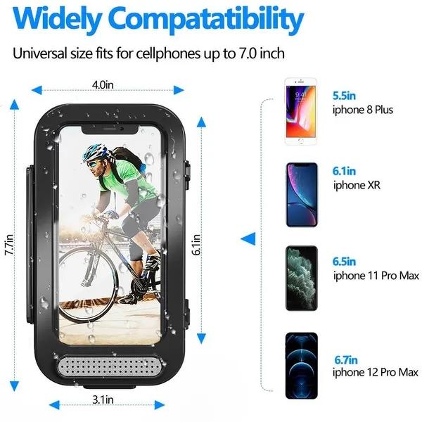 360°Rotation Waterproof Bike Phone Mount Cell Phone Holder for Motorcycle and Bike Handlebars