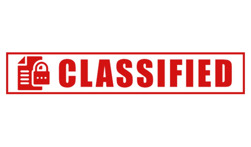 Printtoo Classified Self Inking Rubber Stamp Pre-Inked Office Stamp- Home Office Business Stationery, Black- 42 X 9