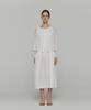 Amomento Sheer Shirring Hooded Blouse_White
