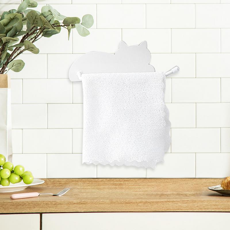 Bathroom Paper Towel Holder Stainless Steel Storage Shelf with Cat Design Mount Organization for Guest House Travel Fridge